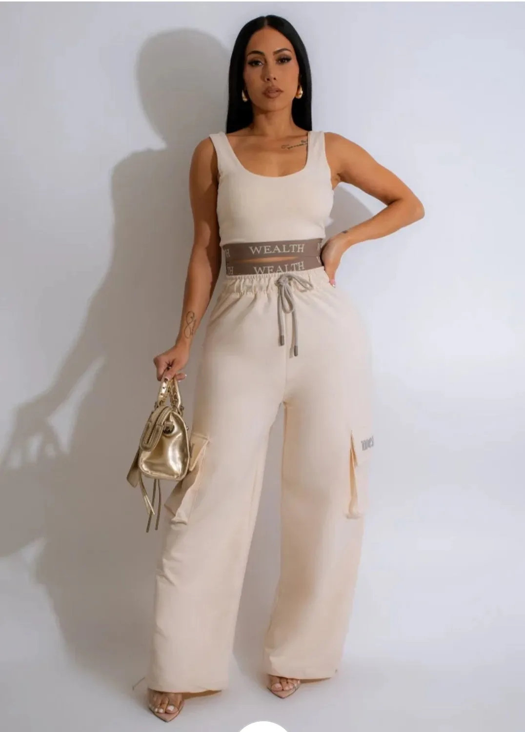 Make You Special Sport 3 Piece Pant Set Nude
