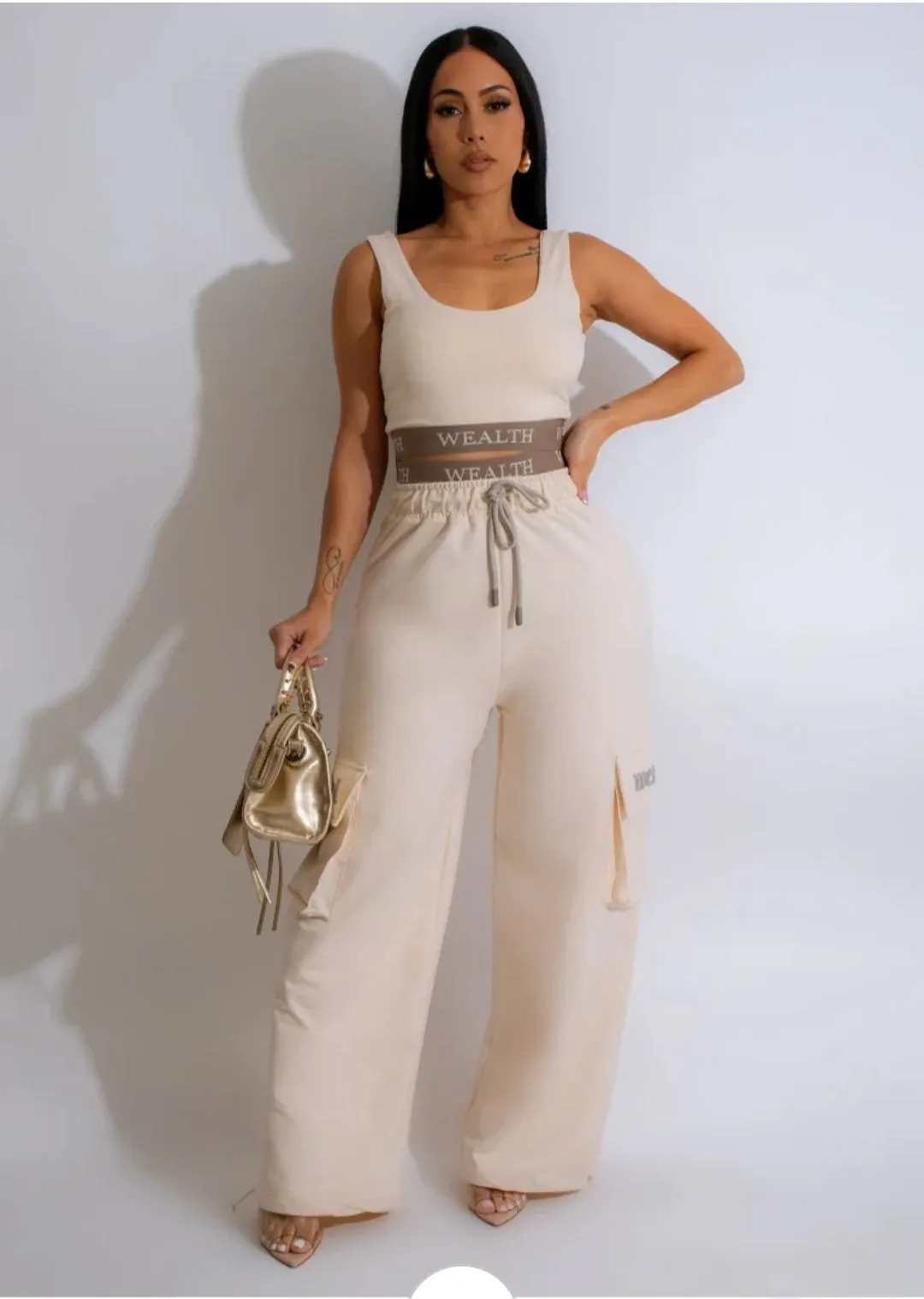 Make You Special Sport 3 Piece Pant Set Nude