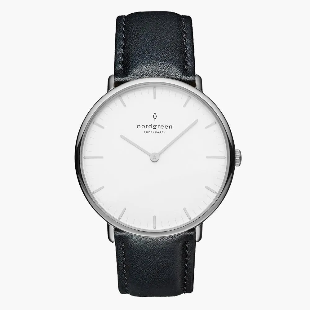 Native | White Dial - Black Leather