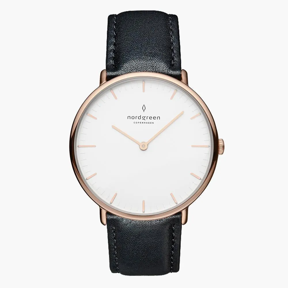 Native | White Dial - Black Leather