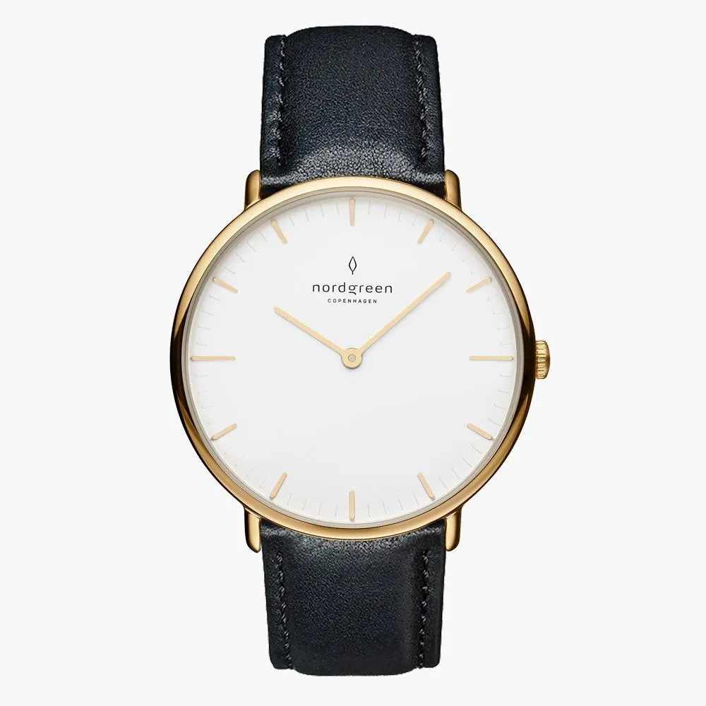 Native | White Dial - Black Leather